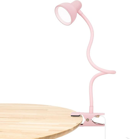 Pink Small Desk Lamp Clip on Reading Light for Bed 3 Colors 10 Brightness Dimmable Flexible Gooseneck Clip on Light for Bed Headboard College Dorm Room