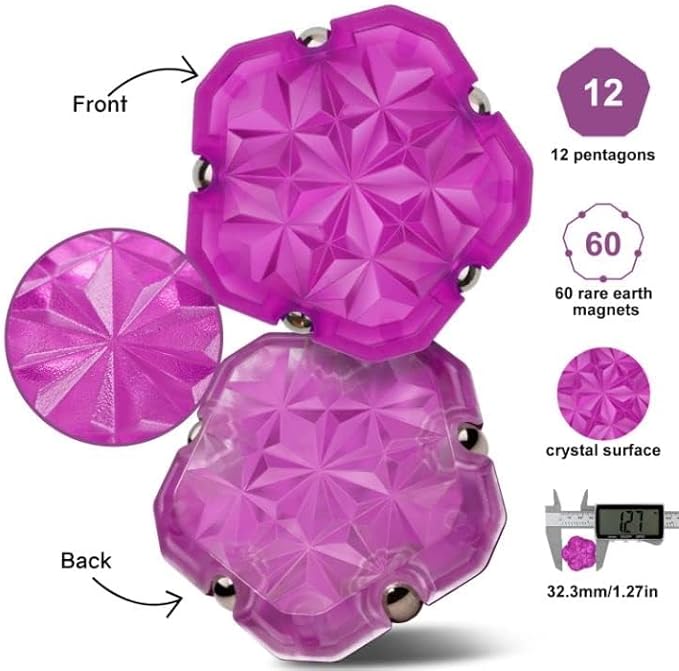 Magnetic Fidget Sphere 12 Pcs, Magnetic Fidget Toy, Desk Toys for Office and Stress Relief & Anxiety for Adults, Magnets Sensory Toys Magnetic Building Blocks Purple