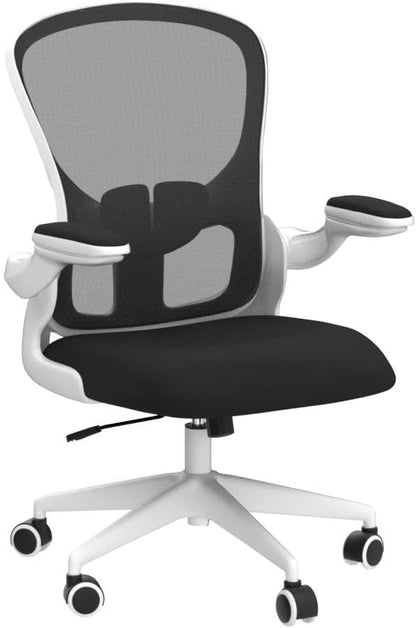 FelixKing Office Desk Chairs, Ergonomic PC Desk Chair with Wheels, Adjustable Lumbar Support and Height, Swivel Computer Chair with Flip-up Armrests, Ergo Mesh Backrest for Working (White)