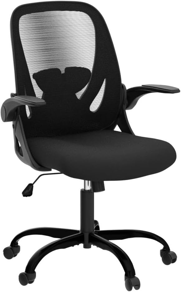 Primy Office Chair Ergonomic Desk Chair with Flip up Armrests Swivel Breathable Desk Mesh Computer Chair with Adjustable Lumbar Support and Height for Conference Room (Black)