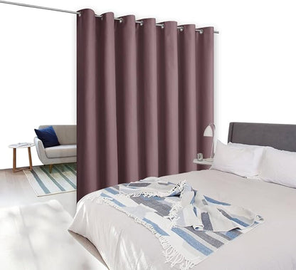 NICETOWN Room Separating Divider, Dry Rose Room Divider Curtain Screen Partition, Function Thermal Blackout Patio Door Curtain, Sliding Door Insulated Curtain for Patio, 8.3ft Wide x 10ft Long