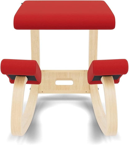 Varier Variable Balans Original Kneeling Chair Designed by Peter Opsvik (Red Revive Fabric with Natural Ash Base)