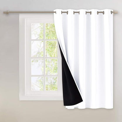 NICETOWN Full Shading Curtains for Patio Door, Super Heavy-Duty Thermal Backing Sliding Glass Door Drape, Privacy Assured Window Treatment(1 Panel, 70 inches W x 63 inches L, Pure White)