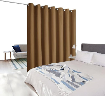 NICETOWN Sound Insulation Wall Dividers for Rooms, Room Divider Curtain Screen Partition, Thermal Blackout Patio Door Curtain Panel, Sliding Door Insulated Curtain, Gold Brown, 8.3ft Wide x 11ft Long