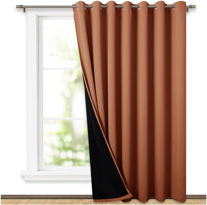 NICETOWN Burnt Orange 100% Blackout Patio Door Curtain, Super Heavy-Duty Thermal Backing Room Divider Drape Space Dividing, Privacy Assured Window Treatment(1 Panel, 100 inches W x 84 inches L)