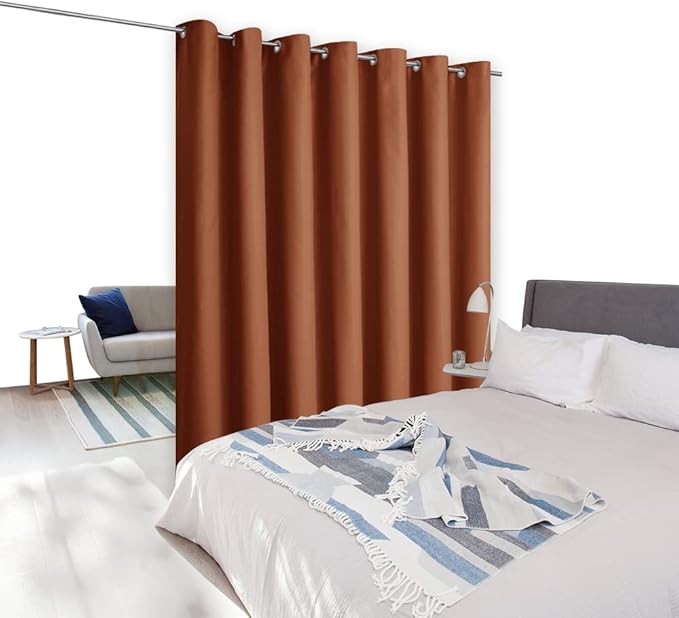 NICETOWN Halloween Burnt Orange Curtains for Sliding Glass Door, 84 inch Long, Grommet Single Curtain Panel, Sound Reducing Blackout Curtains for Bedroom/Doorway Living Cabin (8.3ft Wide by 7ft Long)