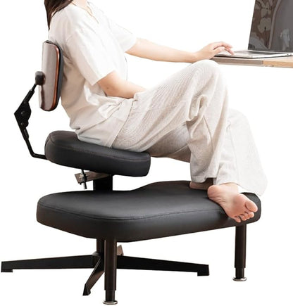 Cross Legged Chair with Back Support,Kneeling Desk Chair Ergonomic for Home and Office, Seat Angle Adjustable, Black