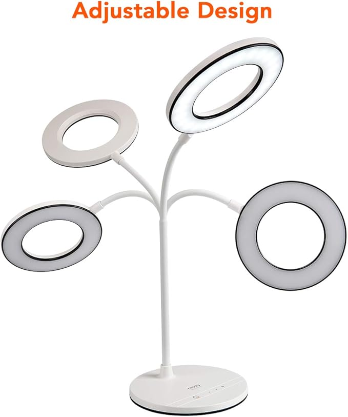 Miady LED Desk Lamp Eye-Caring Table Lamp, 3 Color Modes with 4 Levels of Brightness, Dimmable Office Lamp with Adapter, Touch Control Sensitive, 360° Flexible