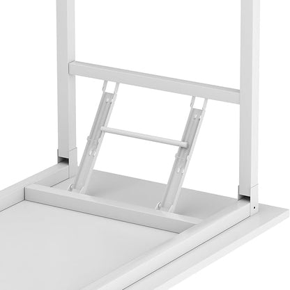 Need Folding Desk for Home Office 39-3/8" Length Modern Folding Table Computer Desk No Install Needed White Color Desktop White Frame AC5DW(100 * 60)