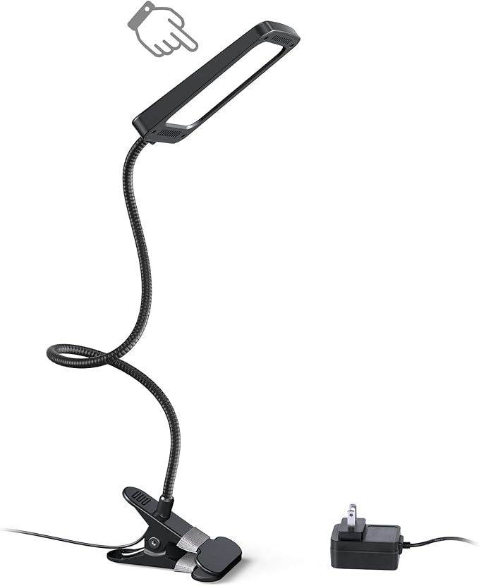 TROND LED Desk Lamp with Clamp, 1000LM Super Bright 3-Level Dimmable Desk Light 6000K Daylight, Extra-Long Flexible Gooseneck Clip on Light, Eye-Care Clamp Lamp for Painting, Workbench,Reading, Sewing