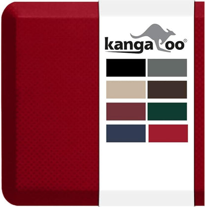 KANGAROO Thick Ergonomic Anti Fatigue Mats for Kitchen Floor, Cushioned Standing Office Desk Mat, Waterproof Scratch Resistant Topside, Supportive All Day Comfort Padded Foam Rugs, 20x32, Red