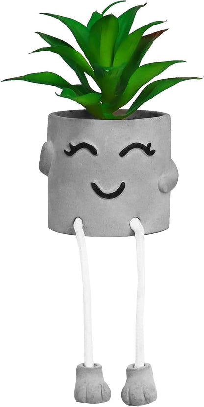 Zerzsy Artificialplant Succulents in Cement Pots with Hanging Leg, Kitchen Shelf Decor,Bathroom Shelf Decor,Shelf Decor Accents,Office Wall Decor - Set of 1