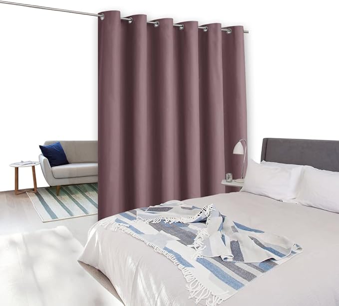 NICETOWN Room Dividers Curtains Screens Partitions, Extra Wide Grommet Top Handing Room Dividers Blackout Curtain Panel for Apartment, Studio (Dry Rose, Single Pack, 8ft Tall x 10ft Wide)