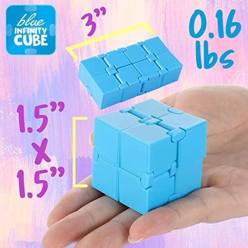 Blue Infinity Cube Sensory Fidget Toy for Kids and Adults, Stress Relief and Anti-Anxiety Mini Gadget to Relax and Decompress, Sensory Toy for Boys and Girls with Autism, Cool Desk Top Décor