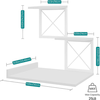 ELITEROO Desk Shelf, Wood Small Bookshelf Desktop Shelves and Organizer, Freestanding 3 Tier Storage Display Stand Home Office Decor for Books Plants Toys, White