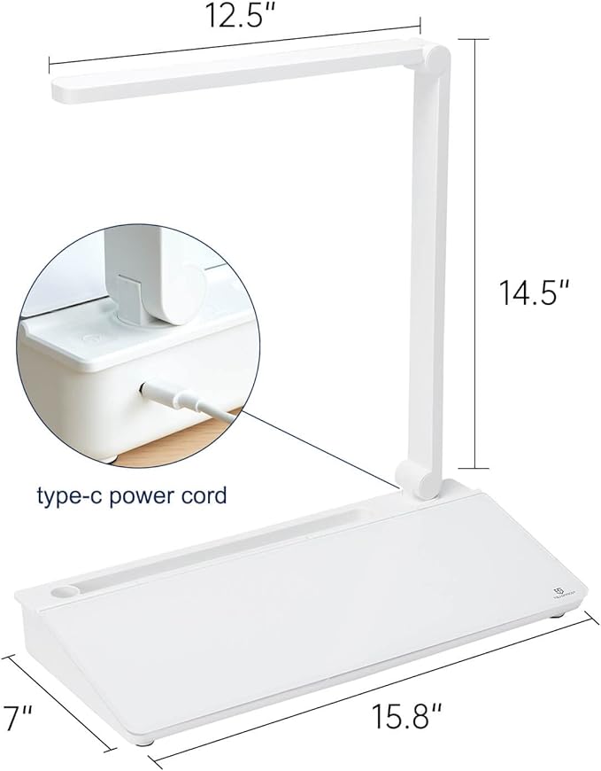 TSJ OFFICE Desktop Whiteboard Dry-Erase-Board - Swing arm Desk Lamps with Keyboard Stand White Board Surface Pad with Drawer, LED Table Light Desk Organizers with Accessories for Office, Home Supplies