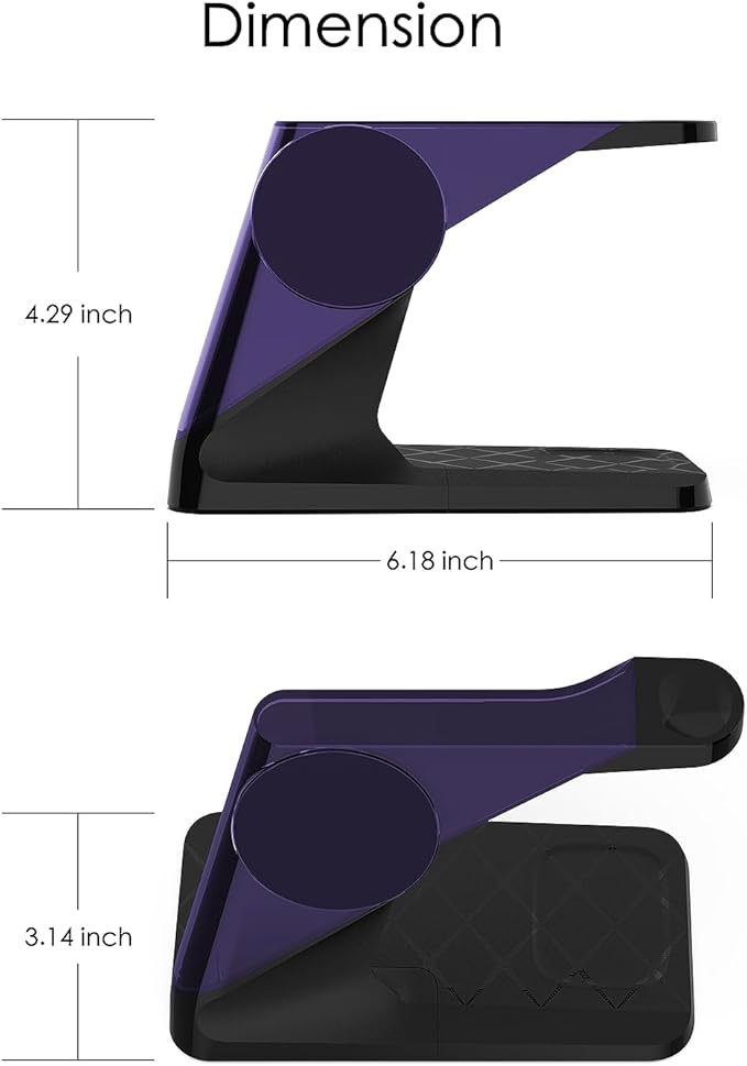 3 in 1 Charging Station for Apple Devices, Mag-Safe Charger Stand, Wireless Charger for iPhone 16/15/14/13/12 Series,& AirPods,& iWatch, Adapter Not Included