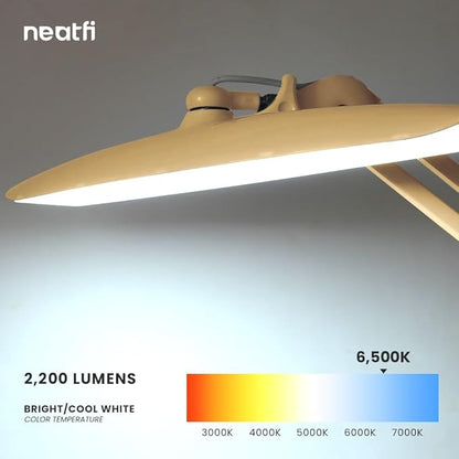 Neatfi XL 2,200 Lumens LED Desk Lamp with Clamp, 24 Watt Bright Architect Task Lamp, 20 Inches Dimmable Computer Light, Adjustable Desk Light for Home, Office, Crafts, Nails & Hobbies (Non-CCT, Gold)