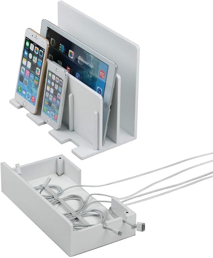 G.U.S. Multi-Device Charging Station Dock & Organizer - Multiple Finishes Available. for Laptops, Tablets, and Phones - Strong Build | High Gloss White