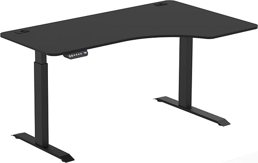 SHW 55-Inch Large Electric Height Adjustable L-Shaped Standing Desk with Right Facing Corner, Black