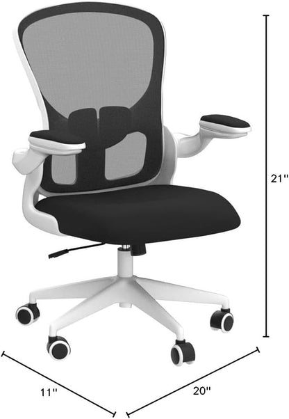 FelixKing Office Desk Chairs, Ergonomic PC Desk Chair with Wheels, Adjustable Lumbar Support and Height, Swivel Computer Chair with Flip-up Armrests, Ergo Mesh Backrest for Working (White)