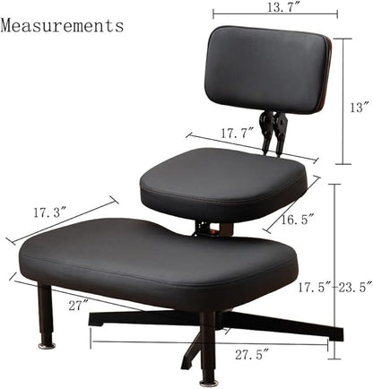 Cross Legged Chair with Back Support,Kneeling Desk Chair Ergonomic for Home and Office, Seat Angle Adjustable, Black