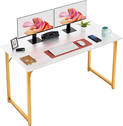 PayLessHere 32/39/47 inch Computer Desk Study Writing Table, Adjustable feet, Modern Furniture for Home Office (1, White Gold, 47 inch)