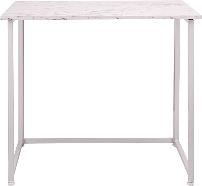 Leopard Outdoor Products Folding Computer Desk for Small Spaces, Space-Saving Home Office Desk, Foldable Computer Table, Laptop Table, Writing Desk, Compact Study Reading Table (Marble White)