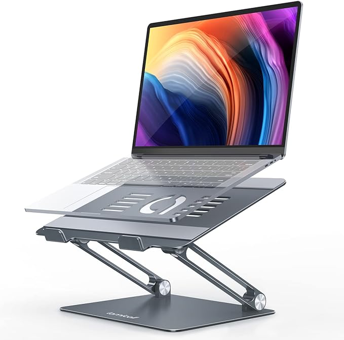 Lamicall Adjustable Laptop Stand, Portable Laptop Riser, Aluminum Laptop Stand for Desk Foldable, Ergonomic Computer Notebook Stand Holder for MacBook Air Pro, Dell XPS, HP (10-17.3'') - Grey