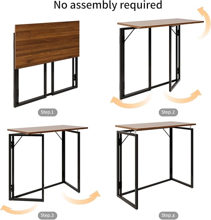 Folding Desk 30 Inch - Small Foldable Desk for Small Space Minimalist, Space Saving Collapsible Compact Desk Portable Table for Craft, Writing, Study and Work (No Assembly Required)