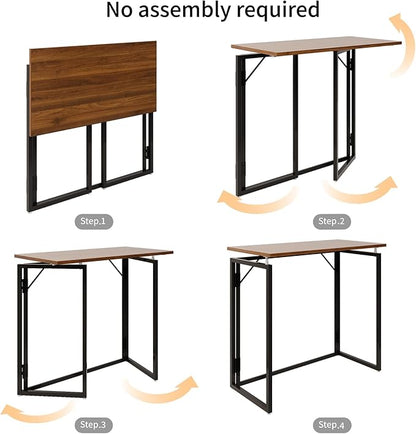 Folding Desk 30 Inch - Small Foldable Desk for Small Space Minimalist, Space Saving Collapsible Compact Desk Portable Table for Craft, Writing, Study and Work (No Assembly Required)