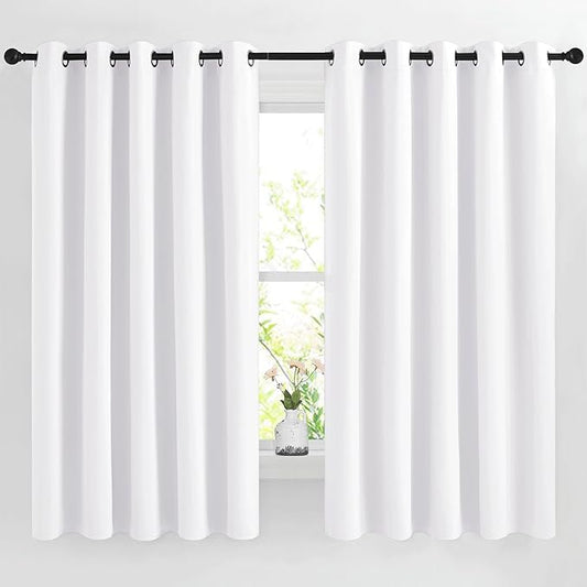 NICETOWN White Room Darkening Curtains for Living Room, Grommet 50% Blackout Thermal Insulated Window Treatment Sound Reducing Drapes for Bedroom/Kids Room, W66 x L66, 2 Panels