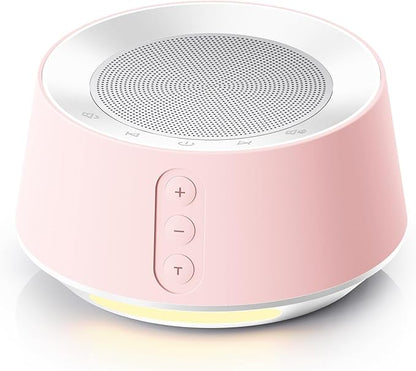 BGOVERSS White Noise Sound Machine with 14 Soothing Sounds and 10 Levels Night Light for Sleeping, 5 Timers and Memory Feature Plug in Sound Machine for Nursery Baby Kids Adults, Pink