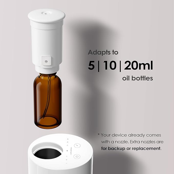 Waterless Diffuser for Essential Oil Nebulizer Battery Operated Mini Scent Air Machine Aromatherapy Atomizing Diffuser 1/2/3H/Time Off 3 Mist Level for Home Office (AN6 Green Lily)