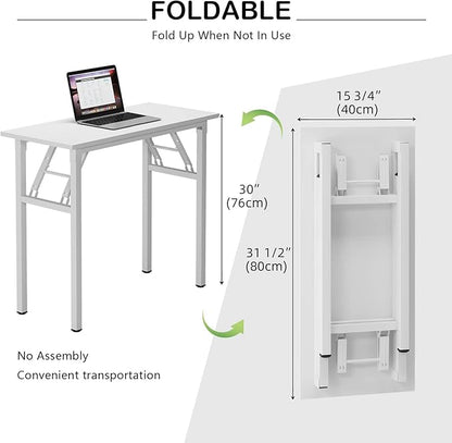 Need Small Desk 31 1/2" No Assembly Foldable Writing Table,Sturdy and Heavy Duty Folding Computer Desks for Small Space/Home Office/Dormitory AC5DW(80 * 40)