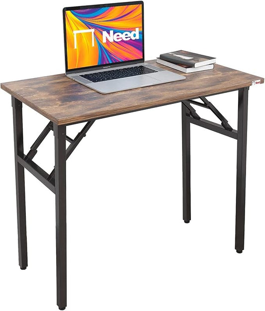 Need Small Desk 31 1/2" No Assembly Foldable Writing Table,Sturdy and Heavy Duty Folding Computer Desks for Small Space/Home Office/Dormitory AC5FB(80 * 40)