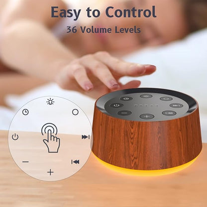 Brown Noise Sound Machine with 30 Soothing Sounds 12 Colors Night Light White Noise Machine for Adults Baby Kids Sleep Machines with 36 Volume Levels Memory Function 5 Timers for Home Office Travel