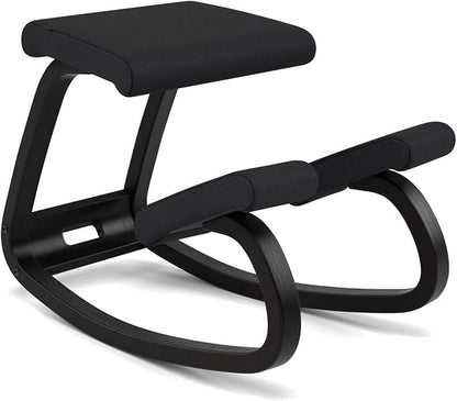 Varier Variable Balans Original Kneeling Chair Designed by Peter Opsvik (Black Revive Fabric with Black Ash Base)