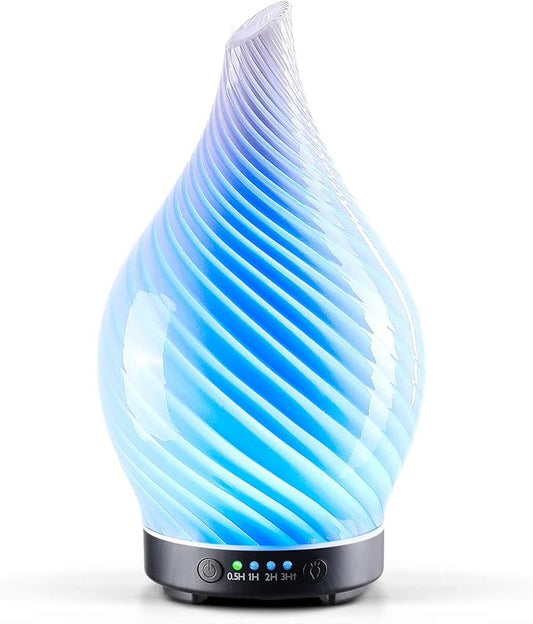 Porseme 150ml Essential Oil Diffuser Glass Color Changing Aroma Air Diffusers Aromatherapy Ultrasonic Cool Mist Humidifier 4 Running Hours Waterless Auto-Off for Sleeping Yoga Office Spa (Pure White)