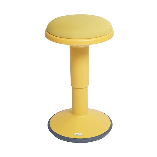 ECR4Kids Sitwell Wobble Stool with Cushion, Adjustable Height, Active Seating, Yellow