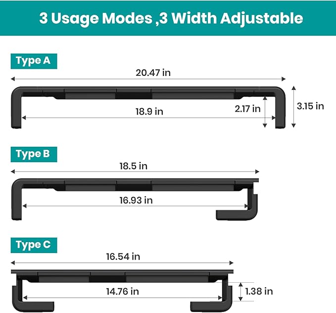 2 Pack Computer Monitor Stand, Klearlook Foldable Monitor Stand Riser, Height Adjustable Computer Stand, Monitor Riser Stand with Storage Drawer & Tablet Phone Stand for Computer, Desktop, Laptop (Black)