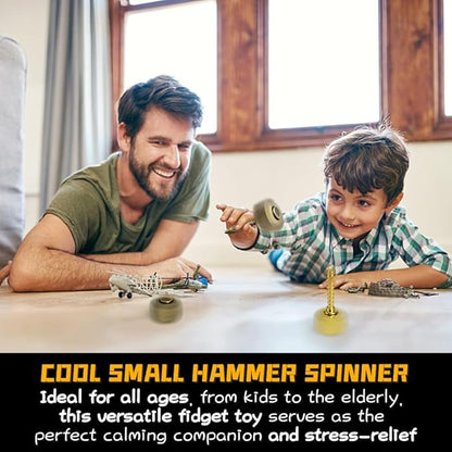 Cool Hammer Fidget Spinners Toy Metal For Kids Adults, Brass Hand Finger Spinner Gift for Boys Age 4-12, Miniature Hammer Transformable Infinity Fidget Cube Fingertip Gyro Desk Toy Stocking Stuffer