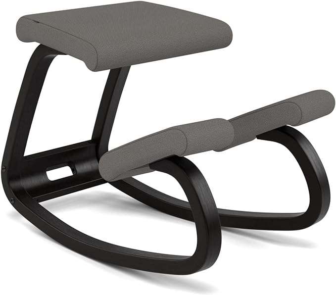 Varier Variable Balans Original Kneeling Chair Designed by Peter Opsvik (Dark Grey Revive Fabric with Black Ash Base)