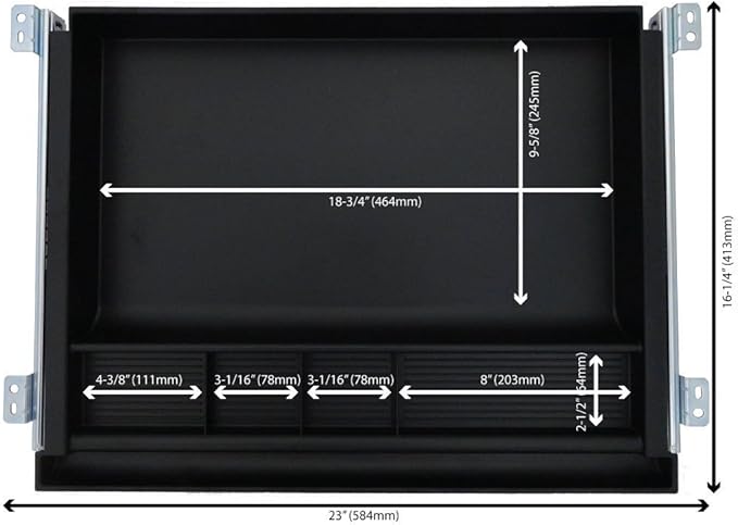 NYCCO Pencil Drawer Underdesk Drawer 23 Inch Wide - Ball-Bearing Slides - Black