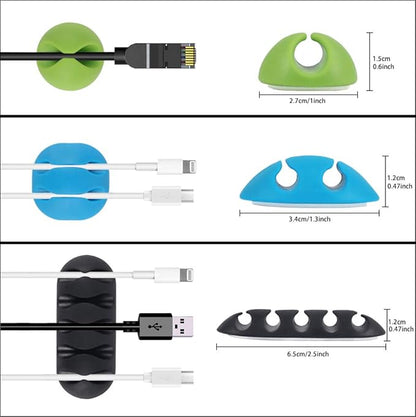 Shintop Cable Clips, 16 Pack Colorful Cord Holders Self Adhesive Cable Management Desk Wire Clips for All Your Computer, Electrical, Charging or Mouse Cord