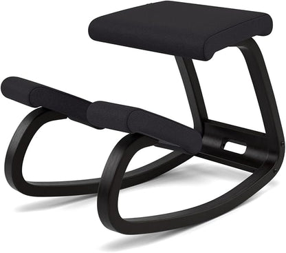 Varier Variable Balans Original Kneeling Chair Designed by Peter Opsvik (Black Revive Fabric with Black Ash Base)