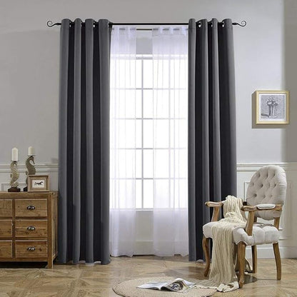 NICETOWN Bedroom Blackout Curtains Panels - (52 inches by 120 Inch, Grey, Set of 2) Triple Weave Energy Saving Thermal Insulated Solid Grommet Blackout Draperies for Patio