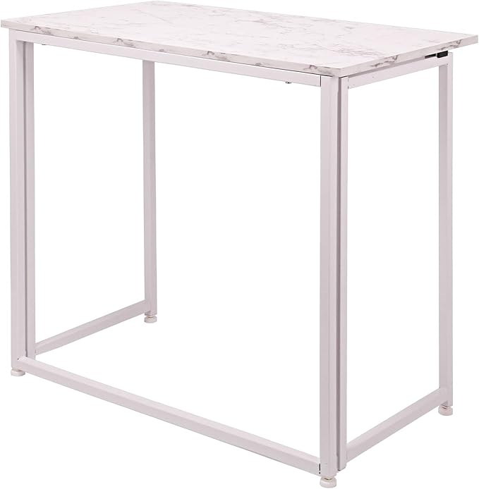 Leopard Outdoor Products Folding Computer Desk for Small Spaces, Space-Saving Home Office Desk, Foldable Computer Table, Laptop Table, Writing Desk, Compact Study Reading Table (Marble White)