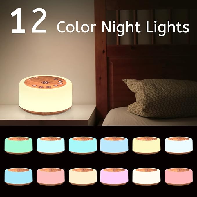 ColourNoise Sound Machine White Noise Machine 12 Colors Night Lights Brown Noise Machine with 30 Soothing Sounds Sleep Sound Machine with 5 Timers Portable for Home Travel and Office