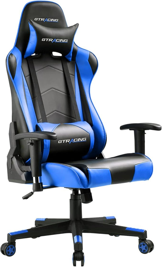 GTRACING Gaming Chair Racing Office Computer Ergonomic Video Game Chair Backrest and Seat Height Adjustable Swivel Recliner with Headrest and Lumbar Pillow Esports Chair (NavyBlue)